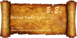 Balog Emília névjegykártya